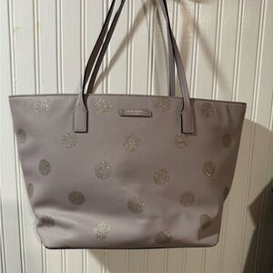 Kate Spade Gray Tote Bag with Gold Accents